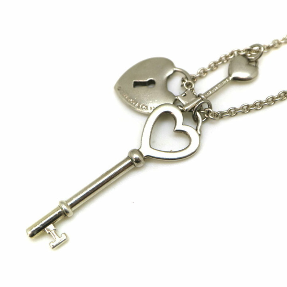 Tiffany Heart Lock Necklace Diamond Silver